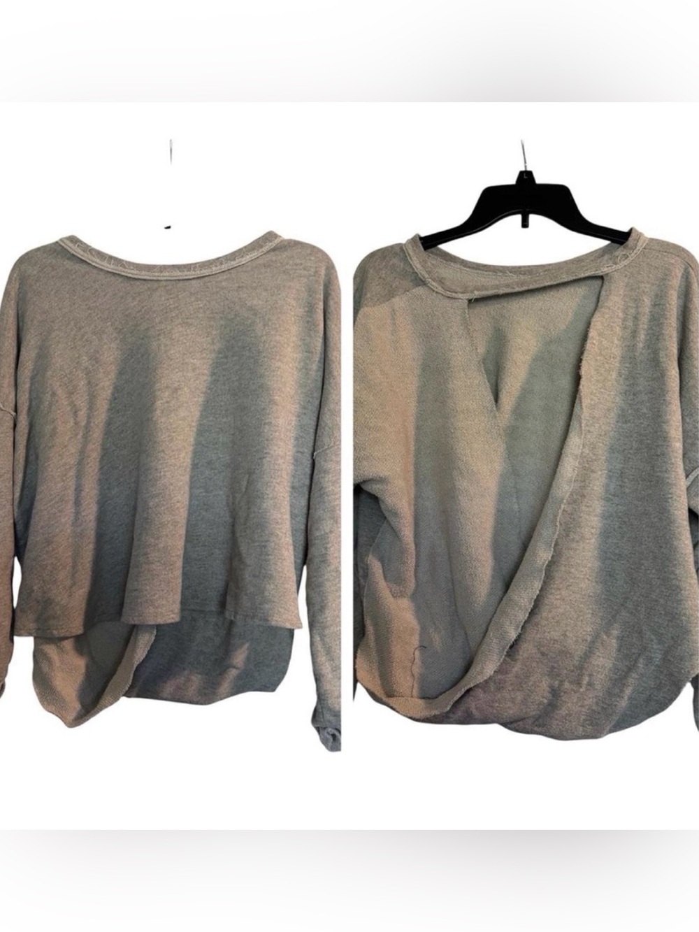 💙VICI Women’s Gray Relaxed Fit Slouchy Open Back Lightweight Sweatshirt Top | L